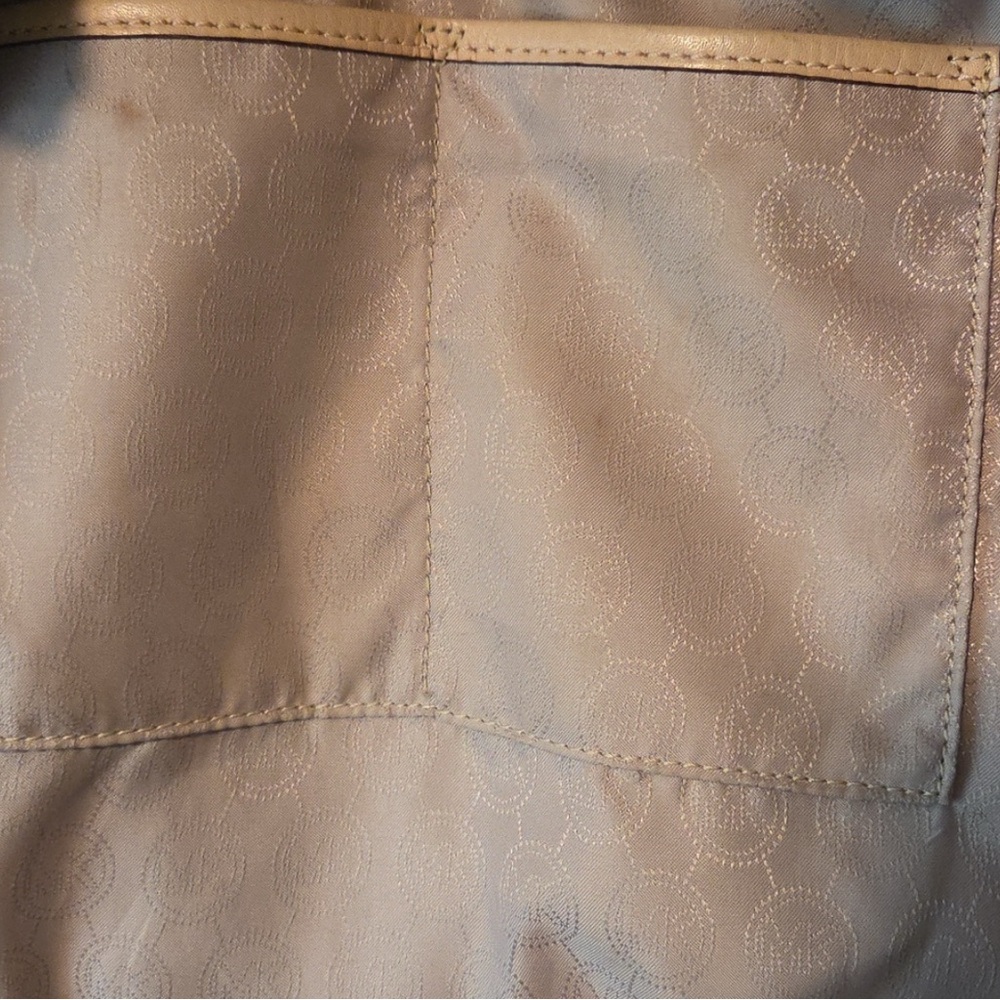 Michael Kors Signature Monogram Leather Jet Set Tote Brown Shoulder Bag Large - Picture 9 of 12